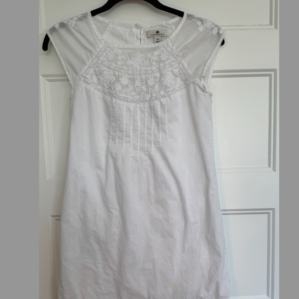 Banana Republic White Cotton Shift Dress